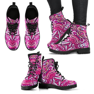 Exquisite Flower Mandala: Women's Vegan Leather Boots, Handcrafted Ankle Boots,