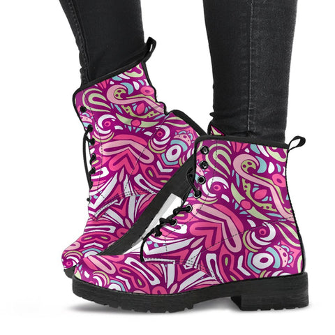 Image of Exquisite Flower Mandala: Women's Vegan Leather Boots, Handcrafted Ankle Boots,