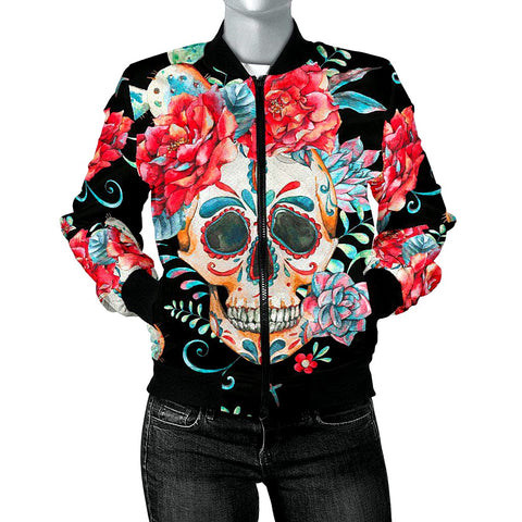 Image of Flower Skull Women's Bomber Jacket