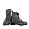 Women's Vegan Leather Boots, Grey Mandala Decor, Hippie Rain
