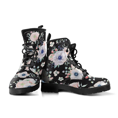 Image of Abstract Flowers Vegan Leather Women's Boots, Hippie Classic
