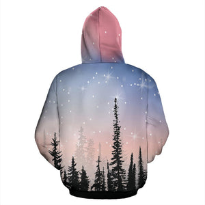 Forest Night Sky Hippie Hoodie,Custom Hoodie, Floral, Fashion Wear,Fashion Clothes,Handmade Hoodie,Floral,Pullover Hoodie