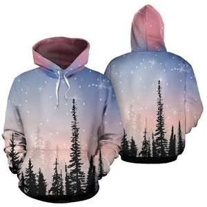 Forest Night Sky Hippie Hoodie,Custom Hoodie, Floral, Fashion Wear,Fashion Clothes,Handmade Hoodie,Floral,Pullover Hoodie