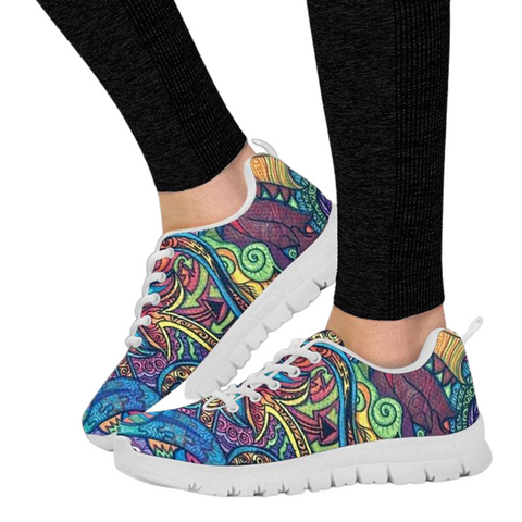 Image of Funky Colorful Hippie Street Custom Shoes, Womens, Mens, Low Top Shoes, Shoes,Running Athletic Sneakers,Kicks Sports Wear, Shoes