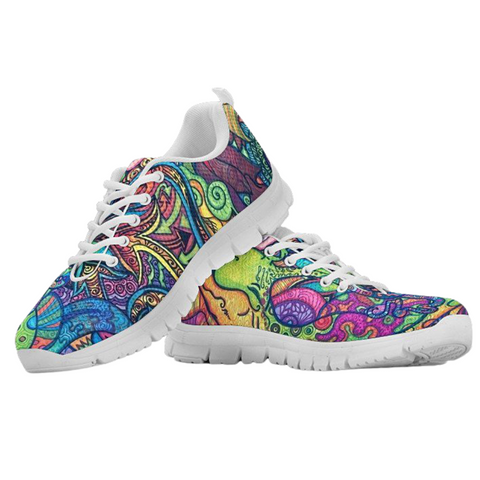 Image of Funky Colorful Hippie Street Custom Shoes, Womens, Mens, Low Top Shoes, Shoes,Running Athletic Sneakers,Kicks Sports Wear, Shoes