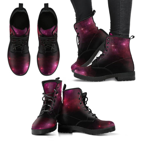 Image of Galactic Galaxy Sky Women's Leather Boots, Hippie Streetwear, Stylish