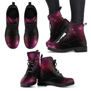 Galactic Galaxy Sky Women's Leather Boots, Hippie Streetwear, Stylish