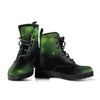 Galaxy Green Vegan Leather Women's Boots, Rainbow Winter Shoes, Stylish