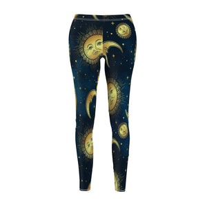 Galaxy Navy Universe Gold Sun Moon Multicolored Women's Cut & Sew Casual
