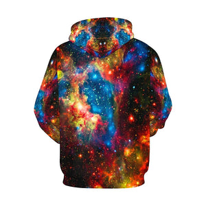 Galaxy Nebula Multicolored Womens Hoodie, Fashion Wear,Fashion Clothes,Spiritual, Colorful Feathers,