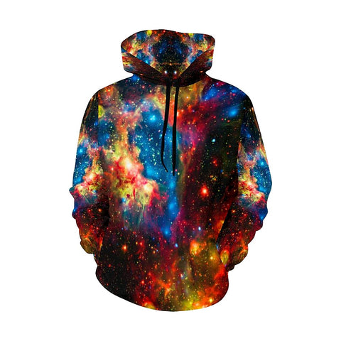 Image of Galaxy Nebula Multicolored Womens Hoodie, Fashion Wear,Fashion Clothes,Spiritual, Colorful Feathers,