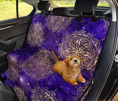 Image of Galactic Space Mandalas Car Backseat Pet Covers, Purple Abstract Art Design,
