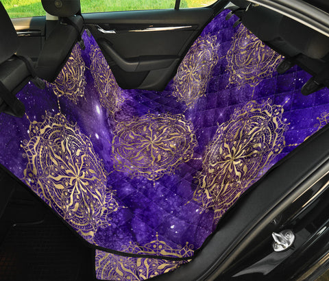 Image of Galactic Space Mandalas Car Backseat Pet Covers, Purple Abstract Art Design,