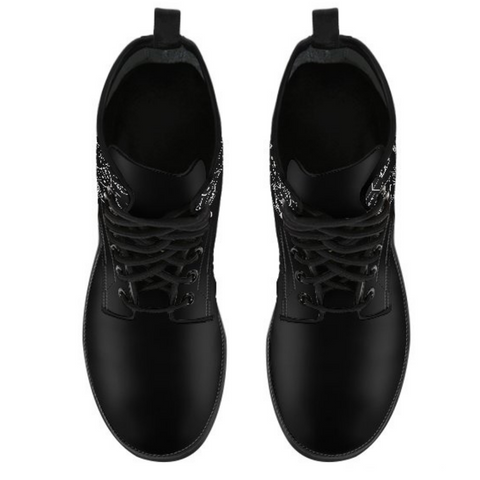 Image of Gemini Zodiac Black, Women's Vegan Leather Boots, Boho Chic Ankle