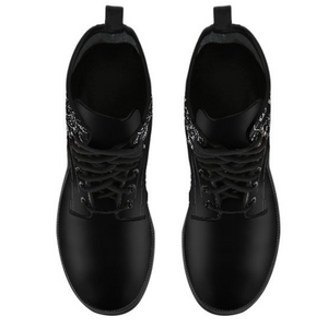 Gemini Zodiac Black, Women's Vegan Leather Boots, Boho Chic Ankle