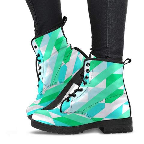 Image of Stylish Geometric Pattern: Women's Vegan Leather, Lace,Up Boho Boots, Hippie