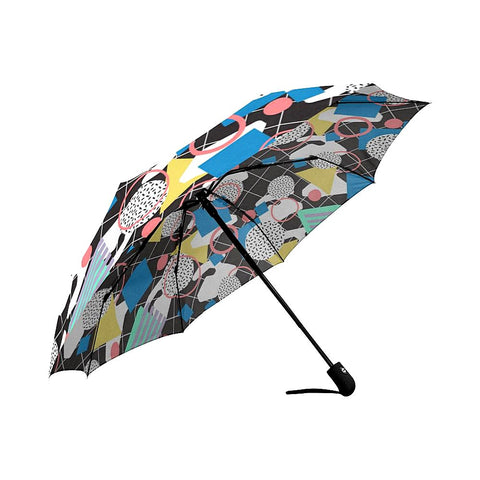Image of Geometric Shapes in Memphis Style Auto-Foldable Umbrella (Model U04)