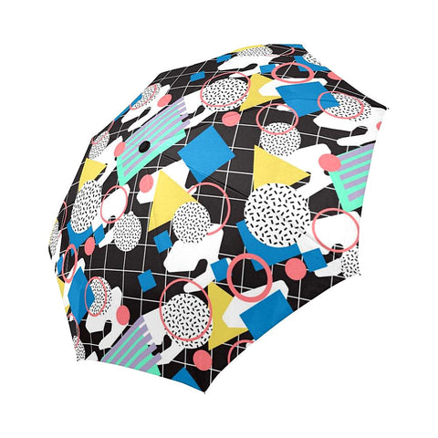 Image of Geometric Shapes in Memphis Style Auto-Foldable Umbrella (Model U04)