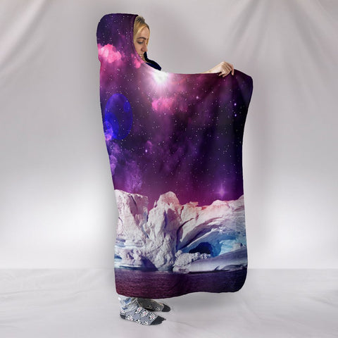 Image of Glacier Star Planet Colorful Throw,Vibrant Pattern Hooded blanket,Blanket with Hood,Soft Blanket,Hippie Hooded Blanket,Sherpa Blanket