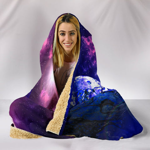 Image of Glacier Star Planet Colorful Throw,Vibrant Pattern Hooded blanket,Blanket with Hood,Soft Blanket,Hippie Hooded Blanket,Sherpa Blanket
