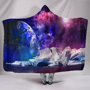 Glacier Star Planet Colorful Throw,Vibrant Pattern Hooded blanket,Blanket with Hood,Soft Blanket,Hippie Hooded Blanket,Sherpa Blanket