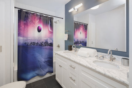 Glacier Universe Planet Multicolored Galaxy Shower Curtains, Water Proof Bath