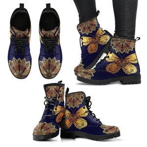 Glowing Butterfly Women's Boots , Vegan Leather, Handcrafted, Hippie Streetwear,