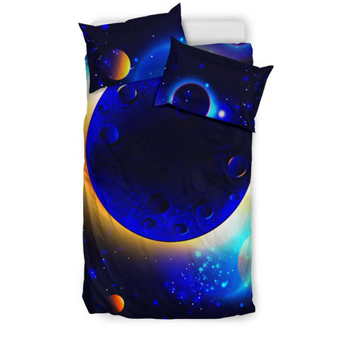 Image of Glowing Planet Dark Galaxy Bedding Set, Doona Cover, Dorm Room College, Printed Duvet Cover, Comforter Cover, Bedding Coverlet, Bed Room