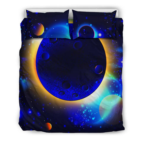 Image of Glowing Planet Dark Galaxy Bedding Set, Doona Cover, Dorm Room College, Printed Duvet Cover, Comforter Cover, Bedding Coverlet, Bed Room