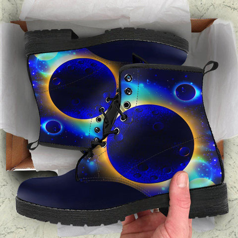 Image of Moon Astrology Astronomy Women's Vegan Leather Boots, , Retro Winter