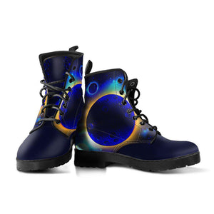 Moon Astrology Astronomy Women's Vegan Leather Boots, , Retro Winter