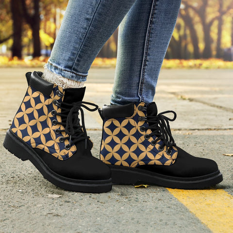Image of Gold And Black Checkered All Season Boots,Vegan ,Casual WearLeather,Rain Boots,Leather Boots Women,Women Girl Gift,Handmade Boots,Streetwear