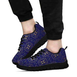 Gold Design Women's Sneaker - Breathable, Custom Printed Hippie Style, Handmade Spiritual Canvas Shoes