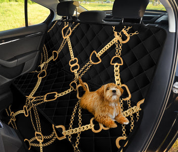 Golden Chains Abstract Art Car Backseat Covers, Stylish Pet Protectors, Unique Vehicle Accessories