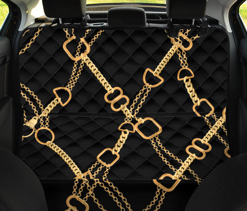 Image of Golden Chains Abstract Art Car Backseat Covers, Stylish Pet Protectors, Unique Vehicle Accessories