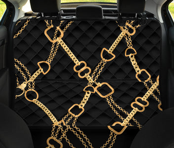 Golden Chains Abstract Art Car Backseat Covers, Stylish Pet Protectors, Unique Vehicle Accessories