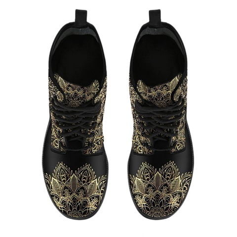 Image of Women's Vegan Leather Boots with Gold Chakra, , Classic Streetwear,