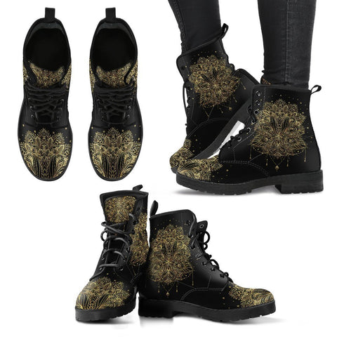 Image of Gold Lotus, Vegan Leather Women's Boots, Handcrafted Leather Boots Women, Cosmos