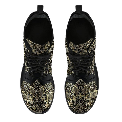 Image of Gold Mandala, Vegan Leather Boots for Women, Winter and Rain Resistant