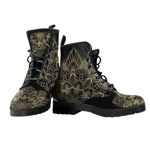 Image of Gold Mandala, Vegan Leather Boots for Women, Winter and Rain Resistant