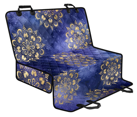 Image of Blue Stars & Gold Mandalas Car Seat Covers, Abstract Art Pet Protectors, Backseat Car Accessories