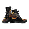 Black Moon Flower Women's Vegan Leather Boots, Astronomy Astrology Hippie Rain