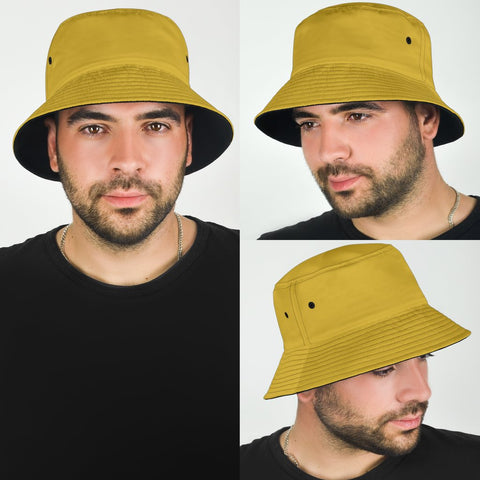 Image of Gold Breathable Head Gear, Sun Block, Fishing Hat, Casual, Unisex Bucket Hat,