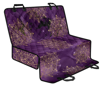 Gold & Purple Space Mandalas Car Seat Covers, Abstract Art Inspired Backseat Pet