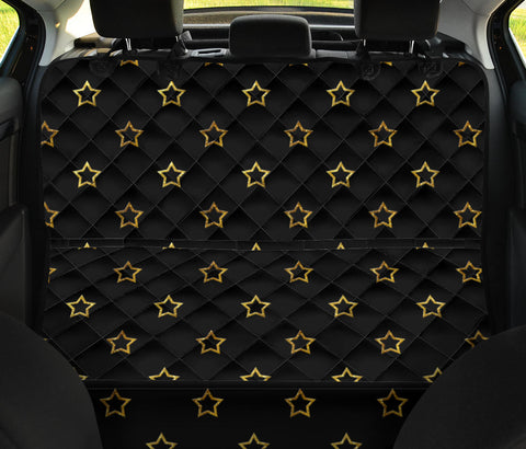 Image of Gold Stars Pattern Car Back Seat Covers, Abstract Art Inspired Pet Protectors,