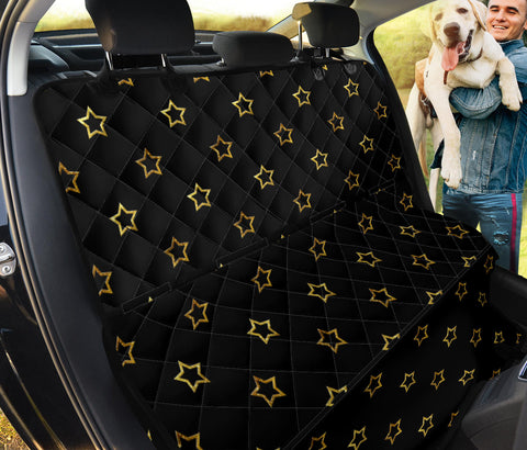 Image of Gold Stars Pattern Car Back Seat Covers, Abstract Art Inspired Pet Protectors,