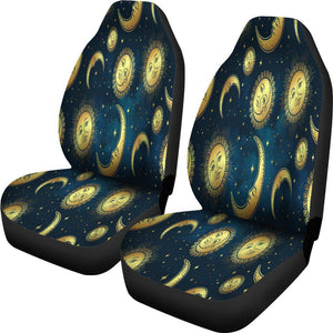 Gold Sun And Moon Car Seat Covers,Car Seat Covers Pair,Car Seat Protector,Front Seat Covers,Seat Cover for Car, 2 Front Car Seat Covers