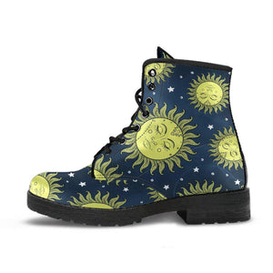 Yellow Sun Blue Women's Vegan Leather Boots, Rain Shoes, Hippie