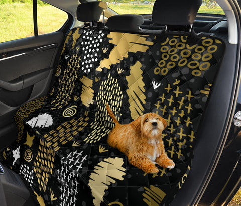 Image of Golden Boho Tribal Pattern Car Back Seat Pet Covers, Seat Protectors, Abstract