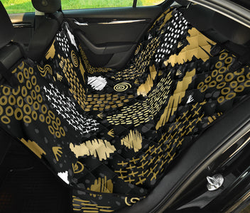 Golden Boho Tribal Pattern Car Back Seat Pet Covers, Seat Protectors, Abstract